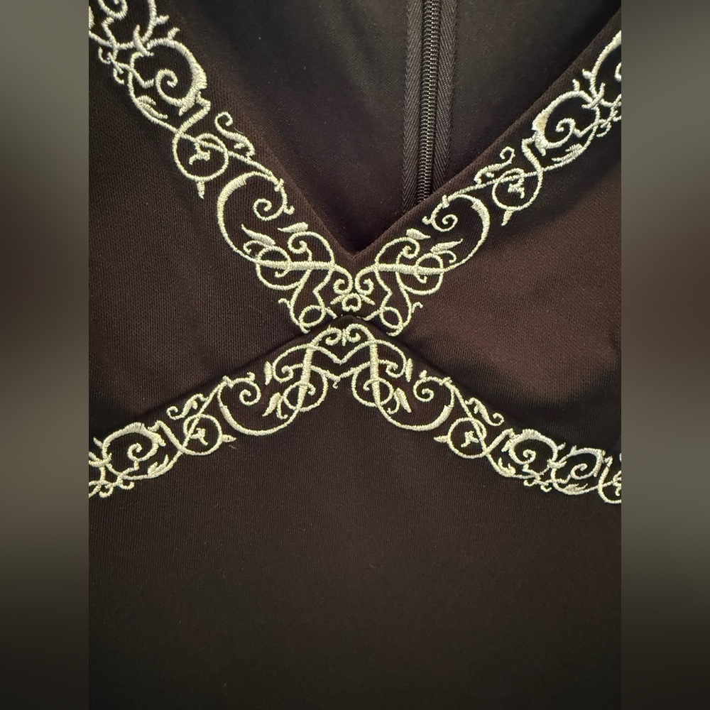 Papell Boutique Evening Dress‎ in Black and Silver Accent - Size 8 - Picture 3 of 8